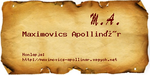 Maximovics Apollinár névjegykártya